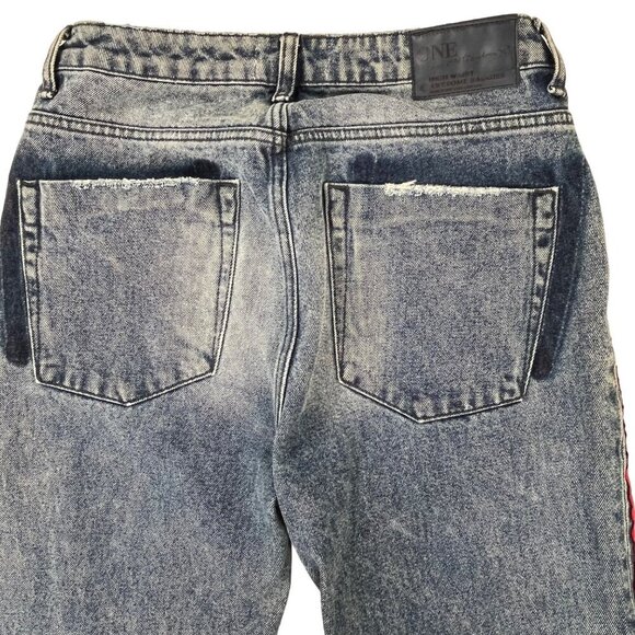 One X One Teaspoon High Waist Awesome Baggies Jean 29 Raw Hem Tapered Distressed - Picture 4 of 13